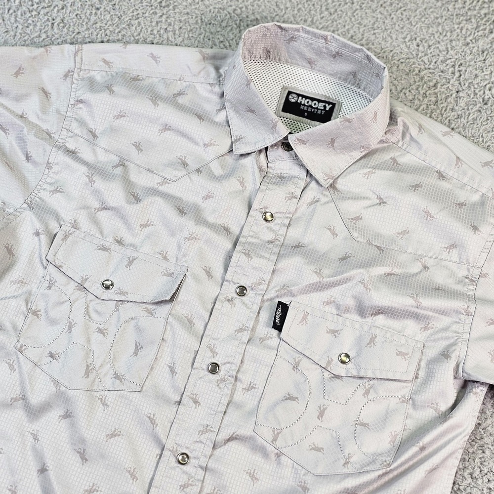 Hooey Habitat Shirt Mens Small Gray Short Sleeve Pearl Snap Western Rodeo